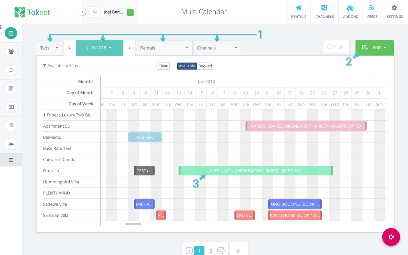 Tokeet's Airbnb Calendar Control